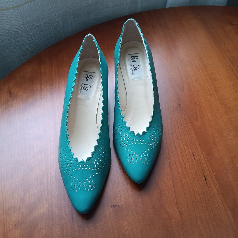 Women's Turquoise Almond Toe Low Heel Ballet by VANELI - Picture 3 of 14